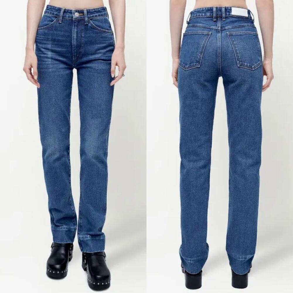 RE/DONE 70s straight-leg mid-rise jeans in color River Size 24
